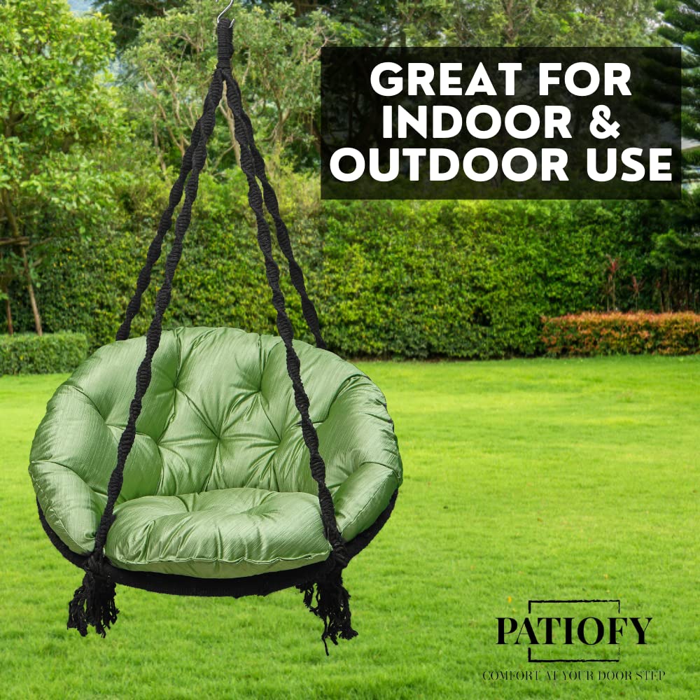 נדנדה למרפסת/נדנדת ערסל/ג'ולה למבוגרים לחוץ/כושר נשיאה 150 ק"ג/כולל כרית ישיבה ירוקה גדולה(שחור-32 אינץ')