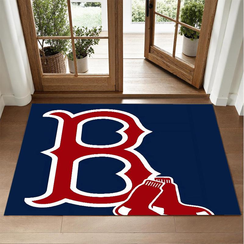 Boston Red Sox Design Crystal Velvet Rug Soft Decorative Mat for Bedroom Entrance