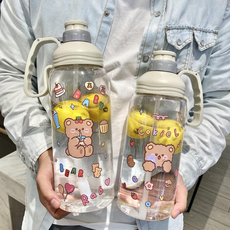 Large Capacity Water Cup for Men and Women Portable Outdoor Sports Water Bottle Drop Resistant Straw Cup Oversized 2L with Scale