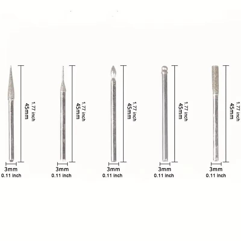 30 Adet/Set Elmas Freze Uçları, Döner Aletler İçin Uç Seti Metal Ahşap İşleme Frezeleme Zımparalama Oyma -1/8"