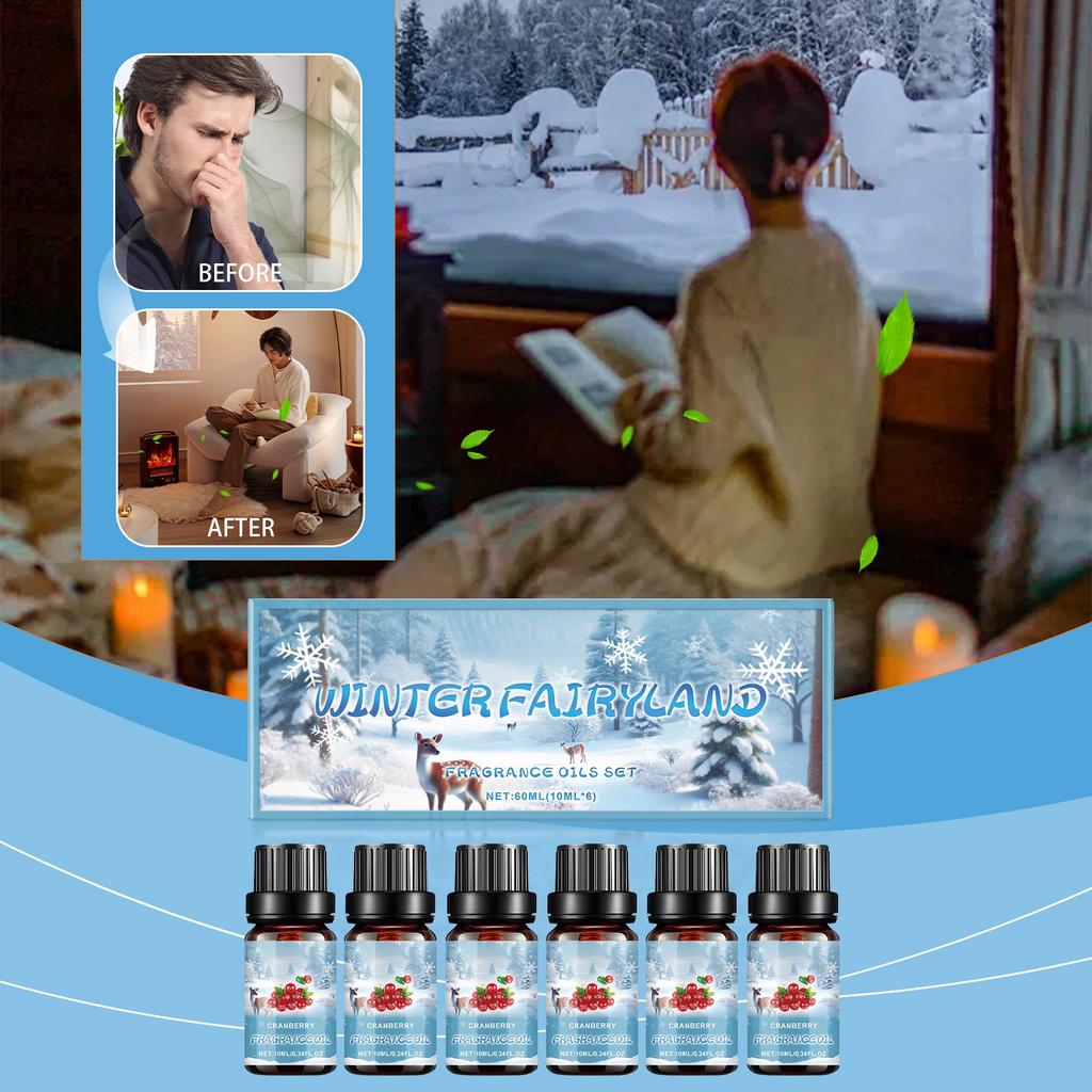 Zimní dárková sada difuzérových olejů, Lze použít jako aromaterapeutický olej k vytvoření nejteplejší, nejpříjemnější vůně, 60 ml