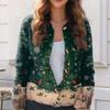 Women's Fashion Christmas Printed Long Sleeve Knitted Cardigan Button Down Jacket