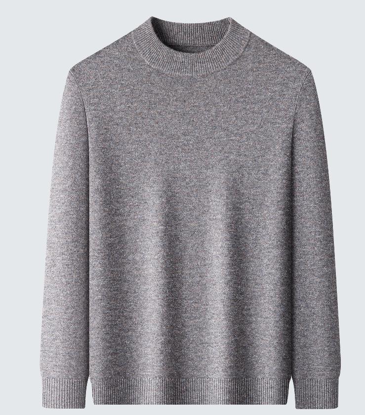 Herren Kaschmir Pullover mit halbem Reißverschluss, dicke Wolle, Langarm, Winter Baselayer