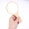 Portable Bamboo Makeup Mirror Handmade Handle Round Cosmetic Mirror With Handle Personal Vanity Handheld Mirror