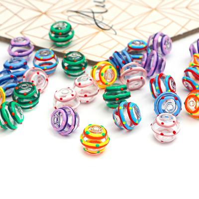 1ks 14mm vodní vlnitý vzor od ruky dutá barevná glazura kulatá kulička Vícebarevné skleněné korálky pro výrobu šperků DIY náramek náhrdelník náušnice