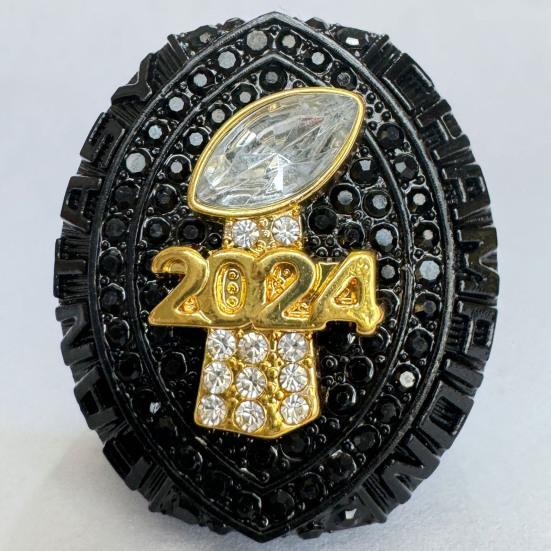 2024 Fantasy Football Championship Ring Championship Trophy Ring Award Medal with Wooden Box for Football League Champion
