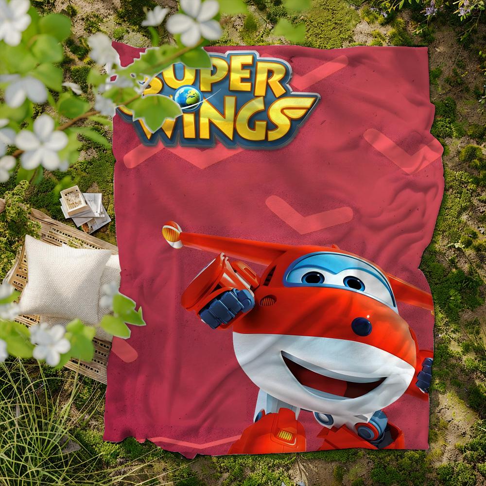 Cartoon S-Super W-Wings Throw Soft Flannel Blanket for Bed Bedroom Sofa Picnic Throw Skin-friendly Breathable Gift Cover