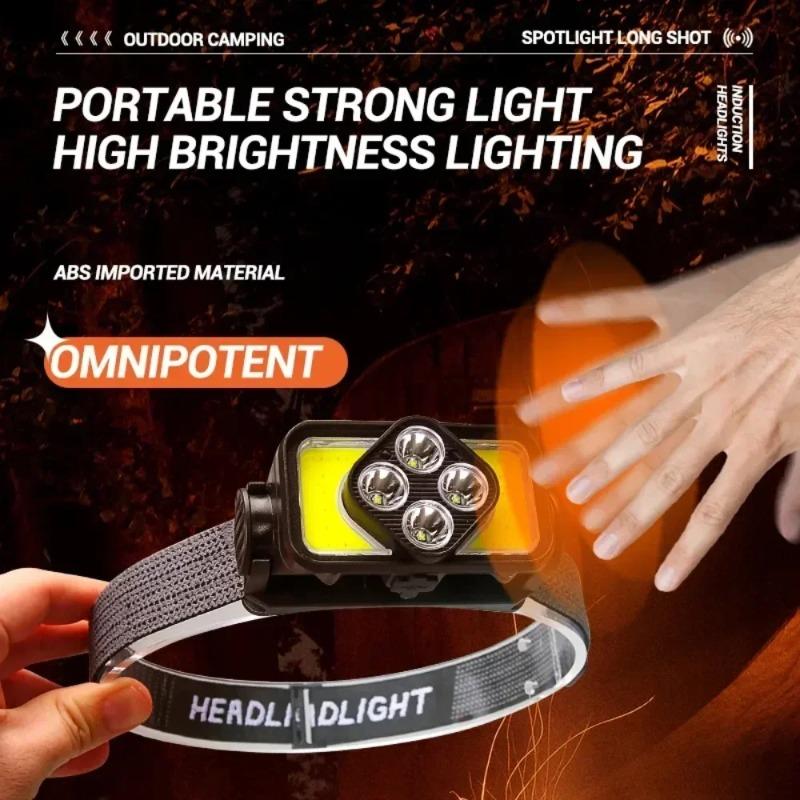 USB Rechargeable Headlamp Portable LED Headlight Built-in Battery Waterproof Head Flashlight Hiking Camping Head Front Torch