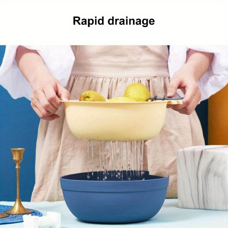 Household Water Fruit Basket Double Layer Strawberry Shaped Drainage Basket Storage Basket Kitchen Cleaning Tools