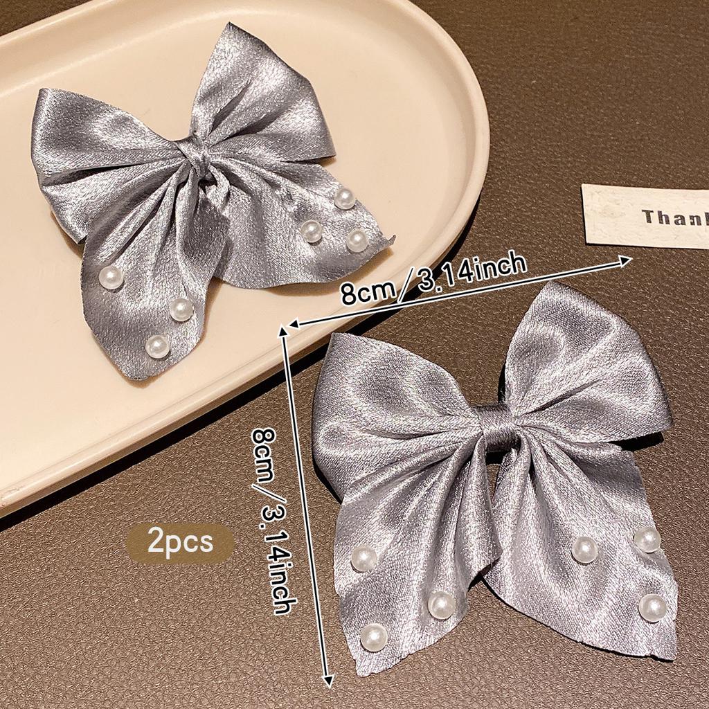 2 Gray Bow Hair Clips, Fashionable and Sweet Style Hair Accessories Suitable for Daily Use