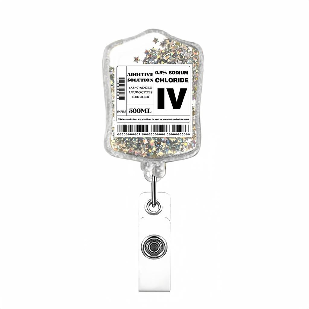 1pc Acrylic Flash Easy-to-pull Buckle Rotating ID Buckle Staff Telescopic Badge