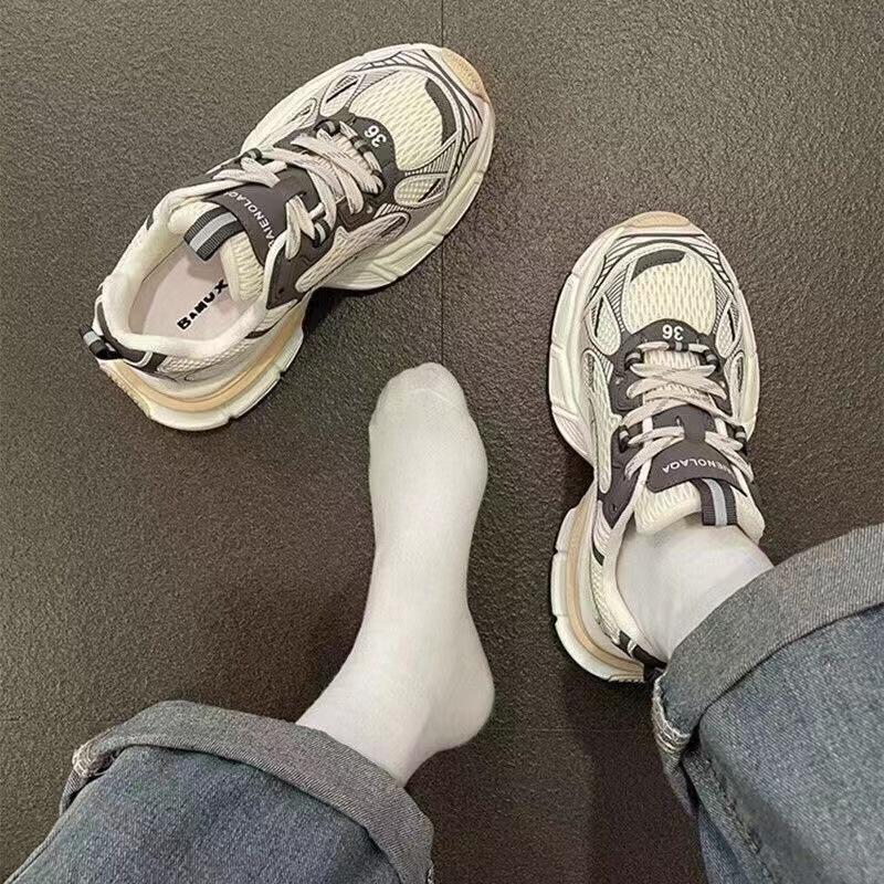 2024 Women Shoes Sneakers Leisure Womens Shoes Fashion All-match Breathable Platform Shoes Shallow Mouth Lace-up Autumntime