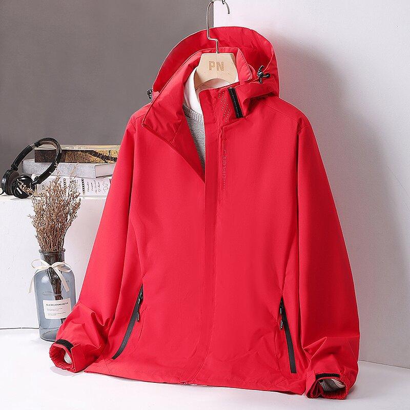 Spring and Autumn Men's Waterproof Rain Jacket Lightweight Outer Hooded Outdoor Raincoat Hiking Windproof Jacket Climbing Outdoor Jackets