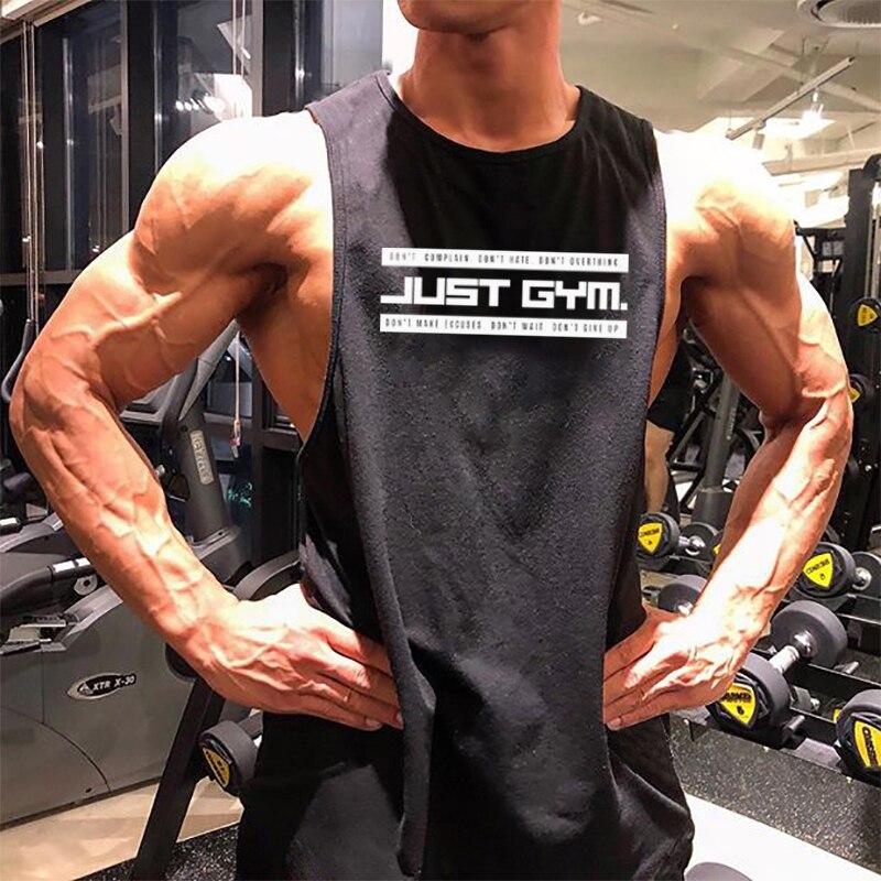 Gym Mens Tank Top Running Muscle Sleeveless Vest Stringer Clothing Bodybuilding Fashion Fitness Workout Print Sporting Singlets