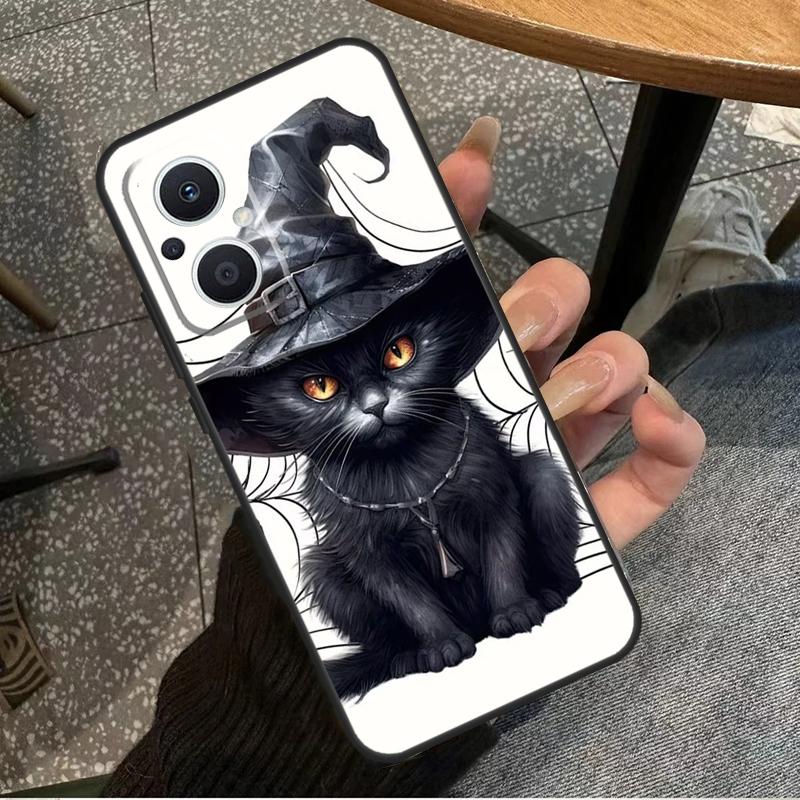 Witch Black Cat For OPPO Reno 10 11 12 13 14 Pro 7 8 Lite 8T 11F 12F 13F 14F OPPO Find X8 X9 X5 X6 Pro Case