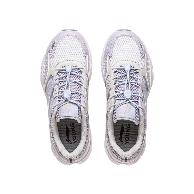 Li Ning Kids Sports Lifestyle Series Comfortable Versatile Non-Slip Shock Absorbing Low-Top Casual Shoes Kids Casual Shoes Light-Purple YKCV064-2