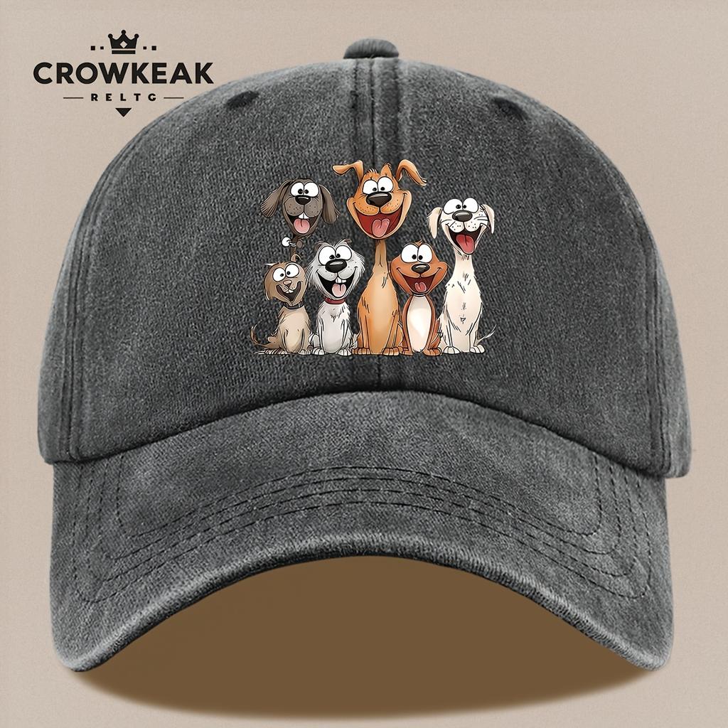 pc Cheerful Cartoon Dog Family Design Printed Casual Baseball Cap Lightweight Comfortable And Breathable Adjustable Size fo