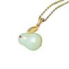 Sand Gold Unisex Jade Rabbit Pendant - Double-Eared Alloy Ornament for Safety
