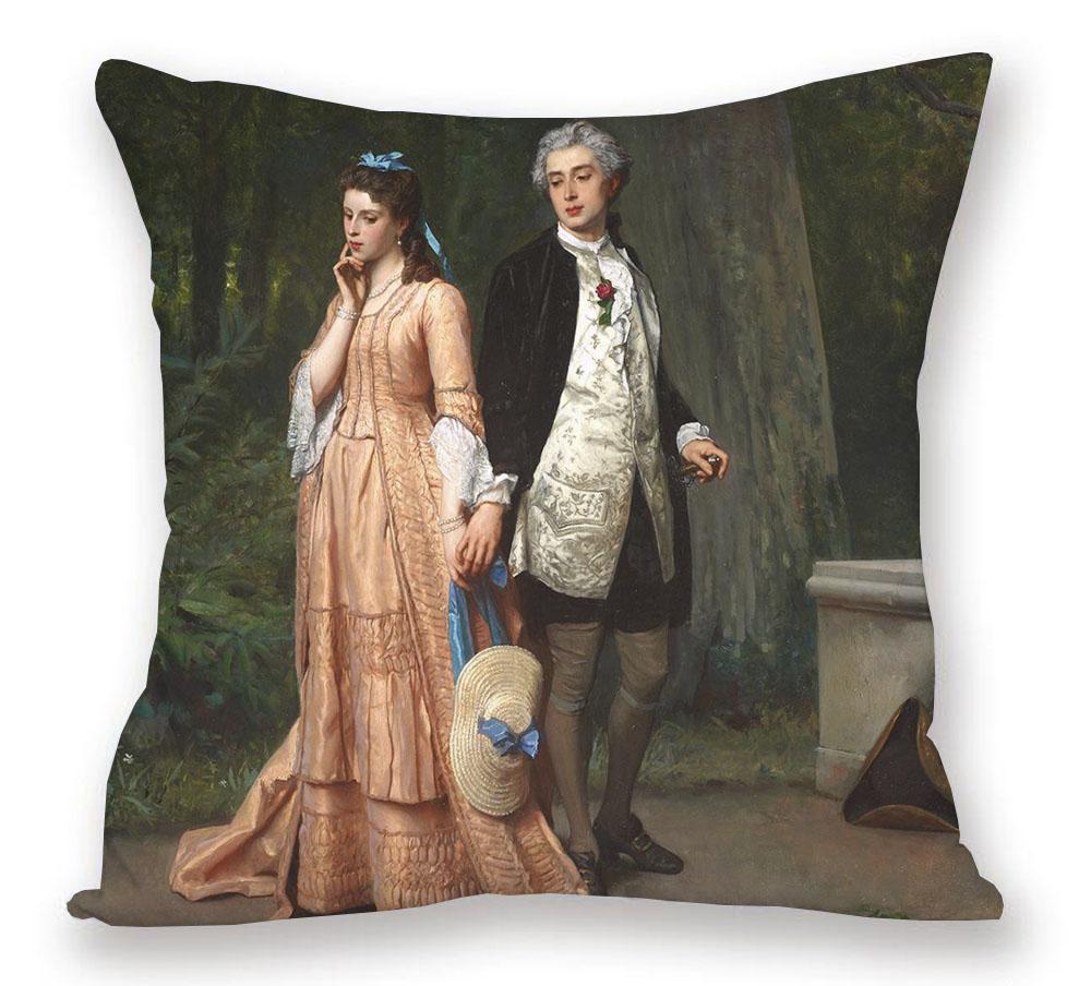 European Royal Woman Beauty Portrait Painting Cushion Covers Decorative Pillow Case For Sofa 45X45cm