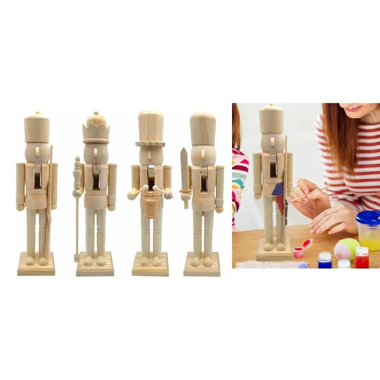 Christmas Unfinished Nutcrackers 38cm Unfinished Wood Nutcrackers Christmas Painting Nutcrackers Figures Decorations