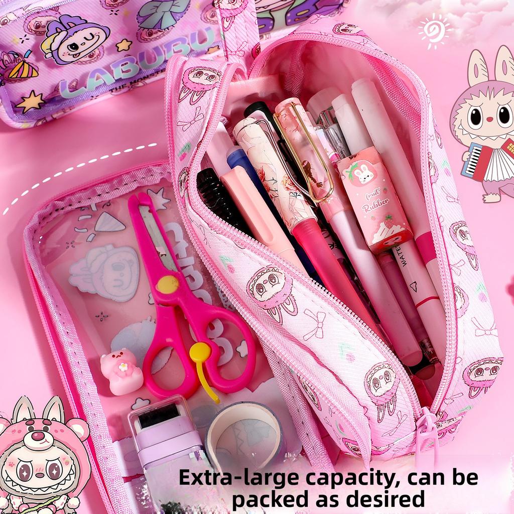 Student Pencil Case Double-layer High-value Pencil Case Cute Cartoon Large-capacity Pain High-value Style