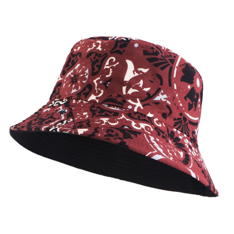 New Polished Printed Pot Hat Double-sided Bucket Hat Outdoor Travel Visor