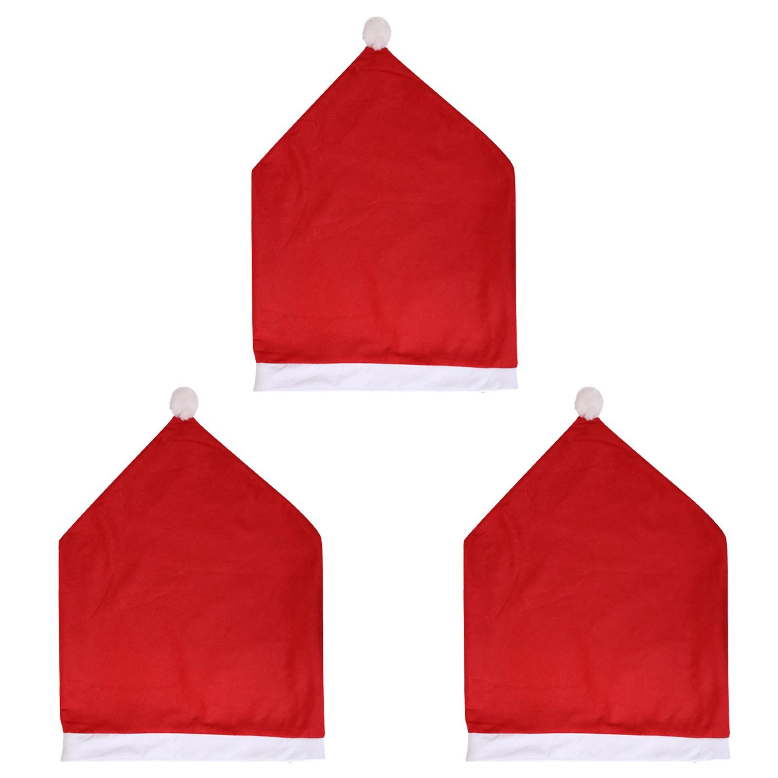 

3 шт. украшение для домашней вечеринки Санта-Клаус Рождественская красная шляпа чехол на стул для столовой