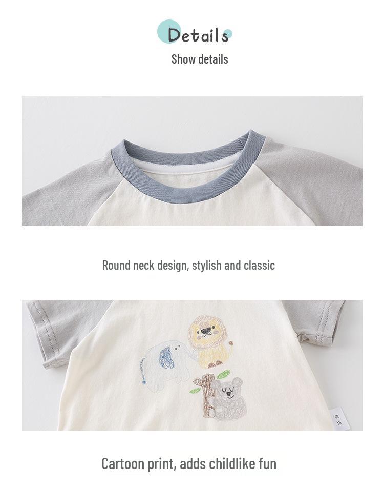 Sommer-Set im koreanischen Stil: Baby Jungen Cartoon T-Shirt & Cropped Hose