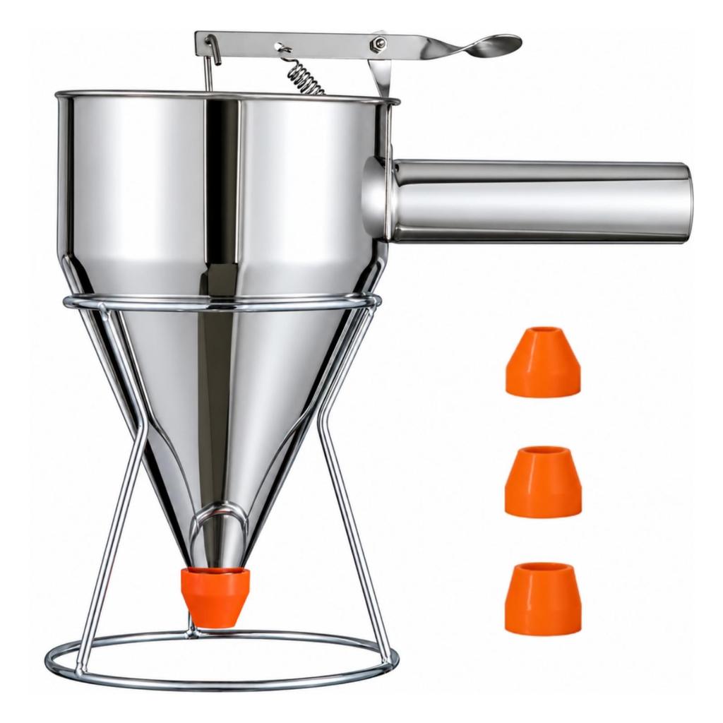 metal Batter Dispenser Control with Stand Funnel for Home Cooks, Food Stall
