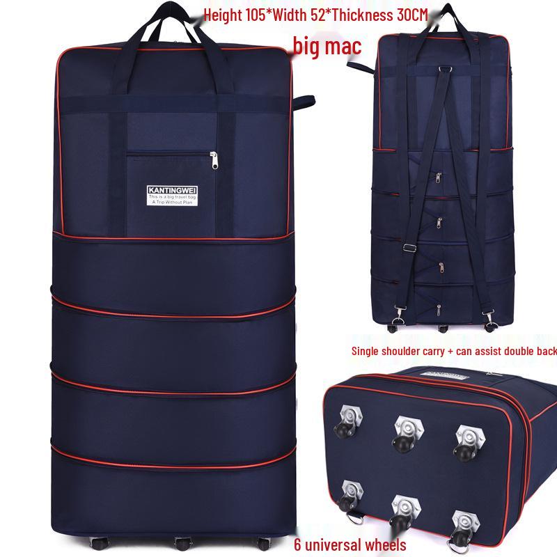 158L Aviation Large Capacity Rolling Travel Bag - Foldable Wheeled Luggage Storage, Oxford Cloth