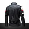 Men Jacket Color Block Long Sleeve Pockets Stand Collar Faux Leather Zipper Coat for Working