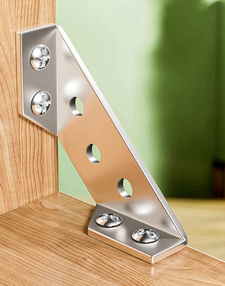 Universal Stainless Steel Furniture Corner Connector, Angle Corner Bracket with Screws for Shelves Wood Furniture Cabinets