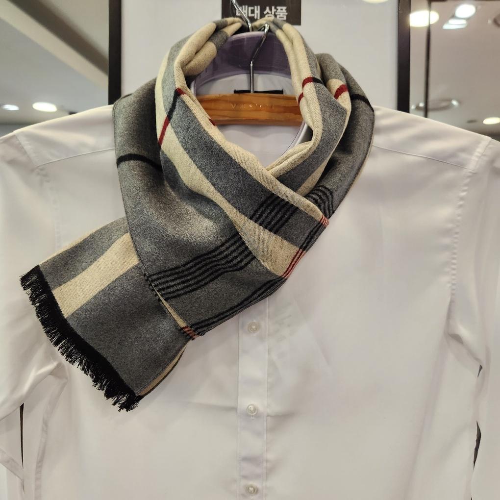 Herren Winter Seidenmischung graue Basis mit beige marine kariert Farbe Schal VM1N4BR103I0