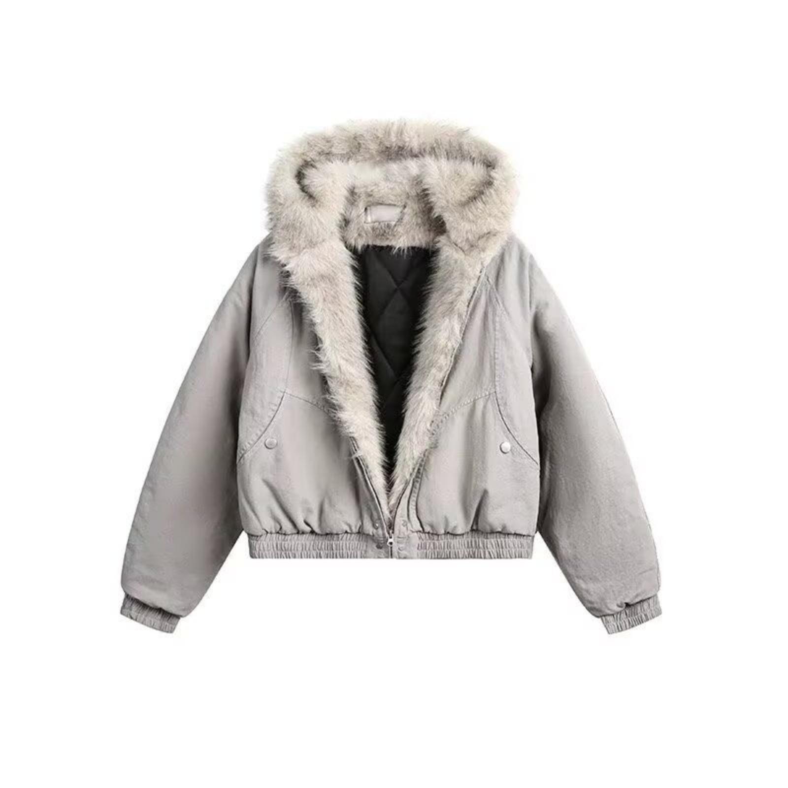 

Women s Fleece-Lined Thickened Cotton Jacket L