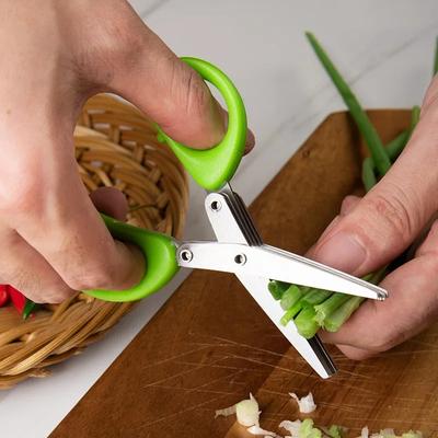 Multifunktionale Küchenschere aus Edelstahl für Frühlingszwiebeln und Chilischoten, mehrschichtige Koriander-Gemüseschere, Kochutensilien für den Haushalt
