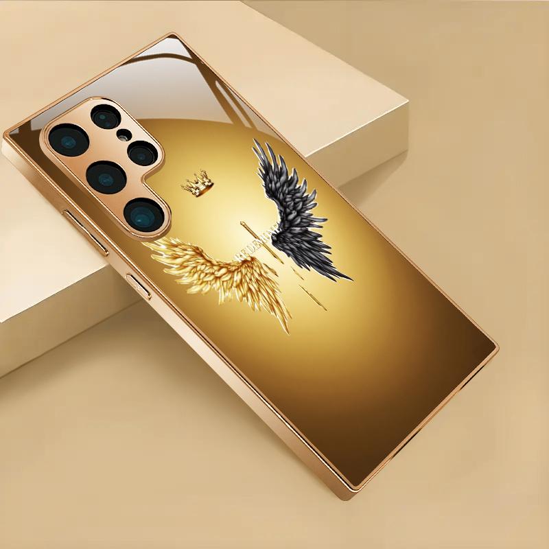 

Двухцветный Чехол для Телефона Angel High-end, Гальванизированный Стеклянный Чехол для Samsung Galaxy S26 S25 S24 S23 S22 S21 FE, Ultra, Plus For Galaxy S26
