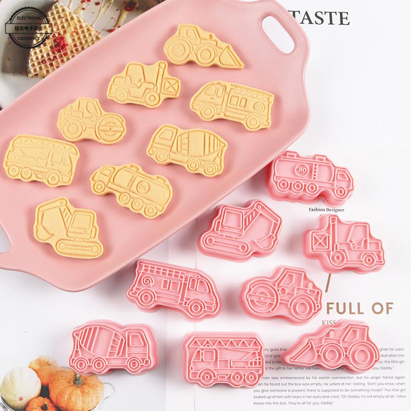 8 Pieces Cute Engineering Vehicle Cookie Cutters For Baking Cookie Mould Press Car Cookie Mould Set Kitchen Tools