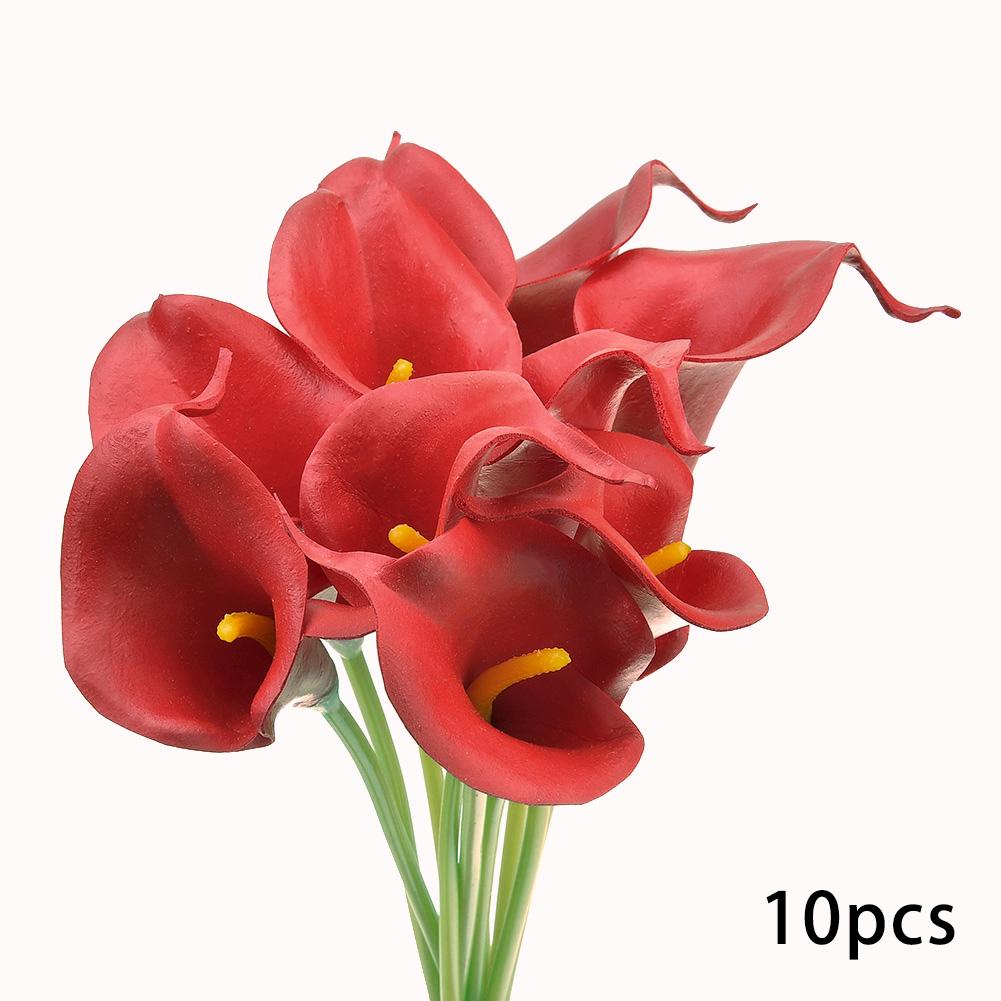

10 шт. Искусственные цветы каллы, Искусственные цветы каллы Букет для свадьбы Композиция из искусственных цветов для домашнего декора для вечеринки вино красного