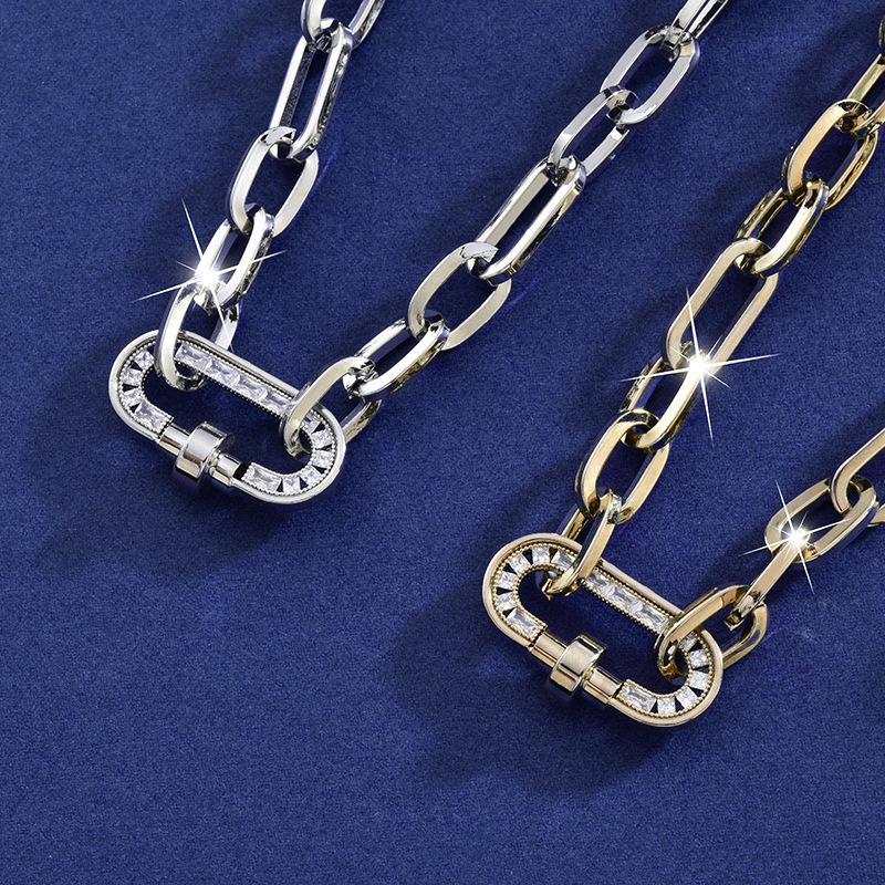 Wind Thick Chain Lock Buckle Women's Light Luxury Necklace High-end Pendant Necklace