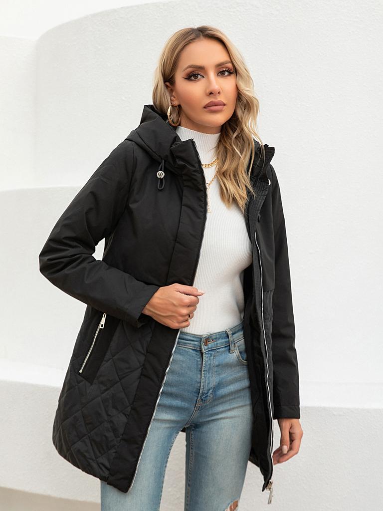 Cinemore New women's jacket spring High-Quality Mid-Length  Women coat Stitching Hooded Design Windproof Casual parkas 8226