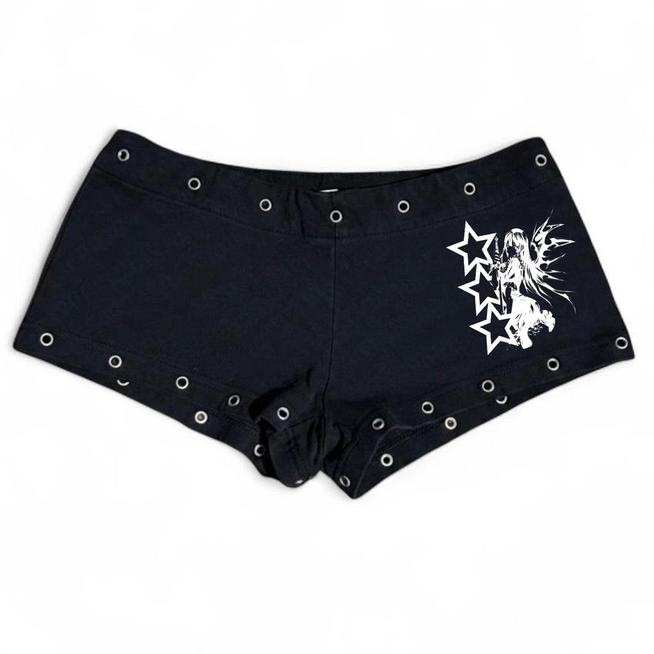 Women s Fashion Emo Black Casual Fashion Print Y2K Sexy Slim Fit Versatile Low Waist Gothic Hip-hop Street Shorts S