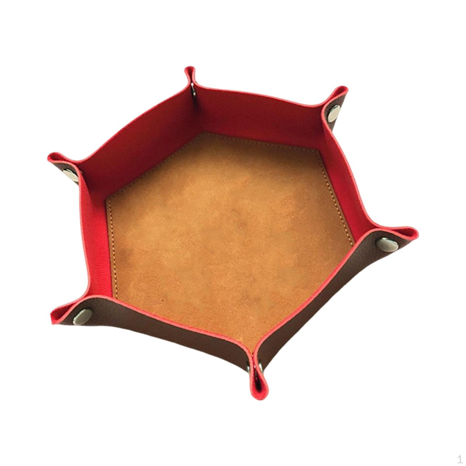 

Поднос из искусственной кожи двухсторонний коврик для настольных игр, монет, конфет Red Brown Type C_10.63x10.63x1.97inch