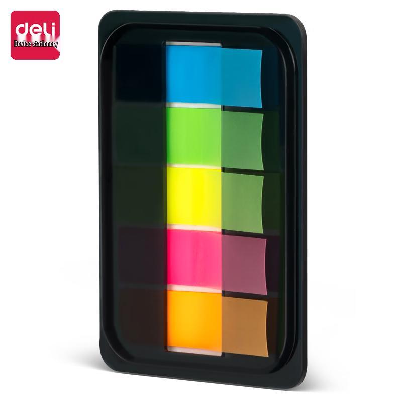Deli 9060 Fluorescent Film Index Sticky Notes (5 Colors, 10-Pack)