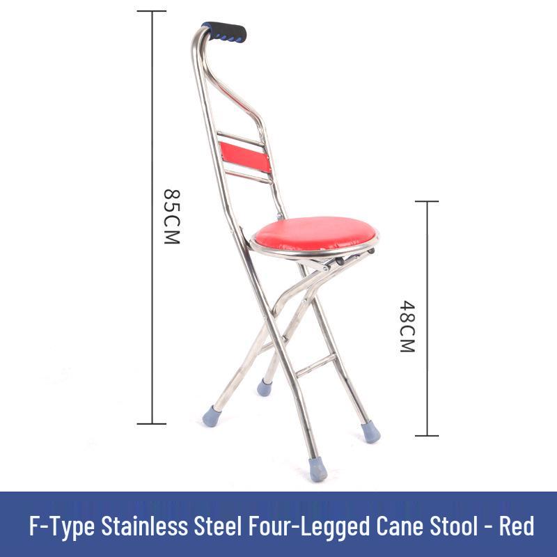 Adjustable Non-slip Folding Walker Stool for Elderly - Stainless Steel