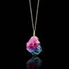 Fashion Retro Gold Color Chain Winding Wire Irregular Colorful Crystal Stone Pendant Necklace for Women Men Collar Chain Jewelry