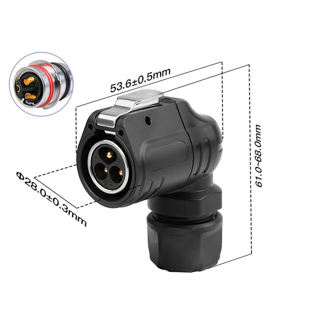 LP-20 2-4 Pin 90 Degree Waterproof Connector Quick Connection For Industrial Applications Automotive Equipment