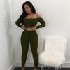 European Style Fashion Women's High-elastic Thread Trousers Two-piece Blouse and Pant Set