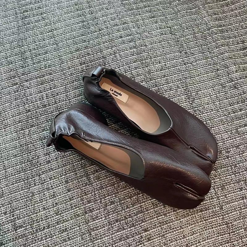 Fashion Bailamos Women Low Heel Split Toe Slippers Soft Bottom Loafers Microfiber Comfy Flats Brief Ladies Moccasins Tabi Ninja Shoes