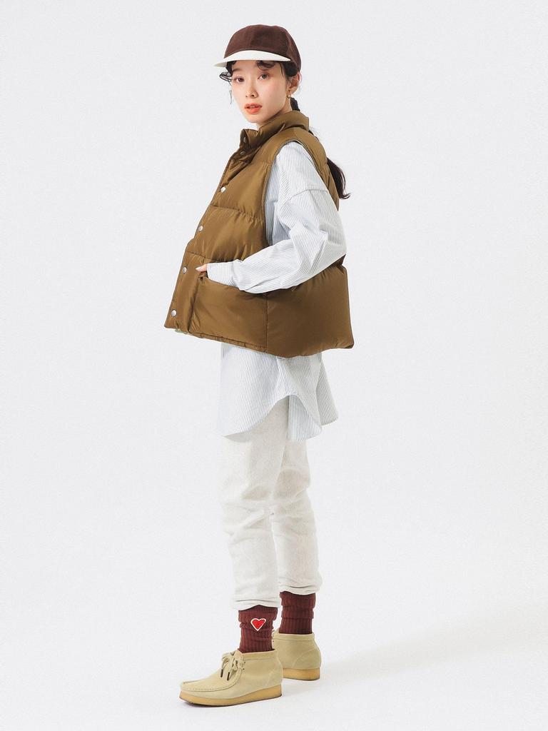 Beams Boy Women's Reversible Down Vest, Brown Free