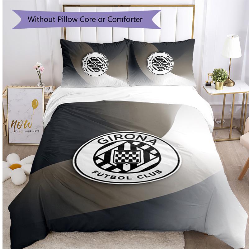 Girona FC Printed 3PCS Bedding Set Breathable Duvet Cover with Pillowcases Decorative Bed Linen for Bedroom Home
